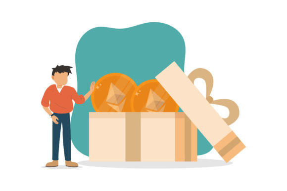 Christmas Crypto Flat Gift Box People: A Festive Graphic Asset