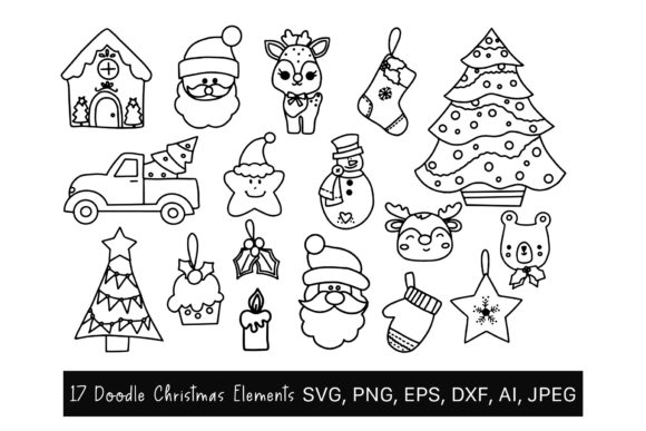 Christmas Doodle Clipart SVG for Festive Branding