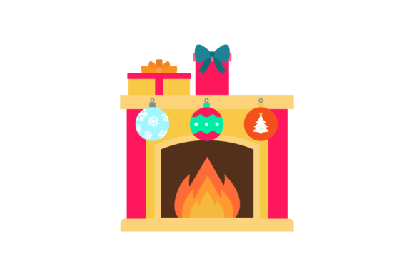 Christmas Fireplace Vector-248: A Versatile Graphic for Creative Projects