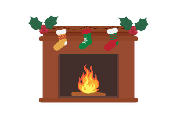 Christmas Fireplace Vector-4: A Versatile Graphic for Holiday Branding