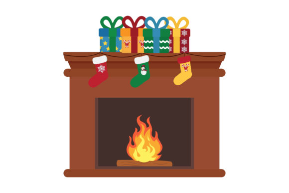 Christmas Fireplace Vector-6: A Festive Graphics and Illustrations Asset
