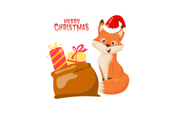 Christmas Illustration Fox Gift: A Festive Graphics Asset