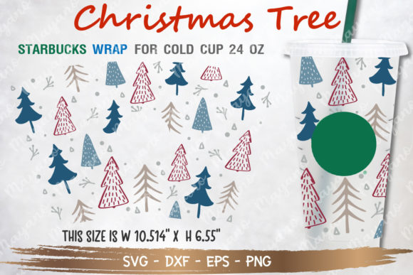 Christmas Tree Cold Cup 24oz SVG for Graphics and Illustrations