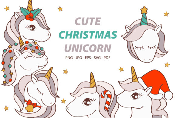 Christmas Unicorn Face: A Festive Graphic for Local Brands