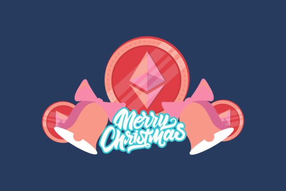 Cryptocurrency Christmas Twin Bells Art: A Festive Graphic