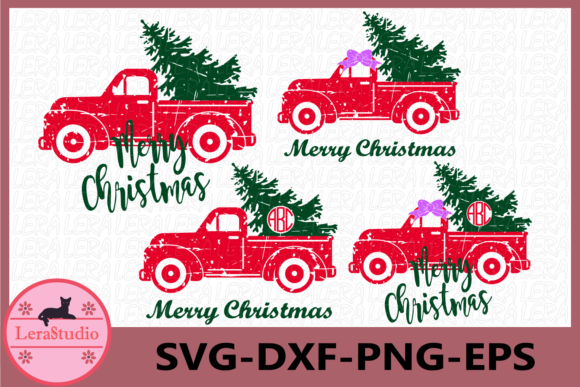 Truck, Christmas Tree, Grunge: Perfect for Handmade Graphics